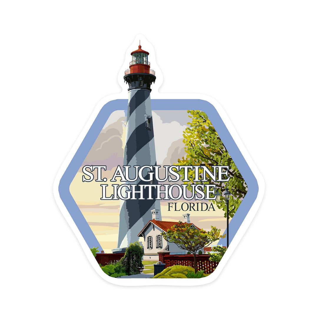 St. Augustine, Florida Lighthouse, Contour, Vinyl Sticker Sticker Lantern Press 