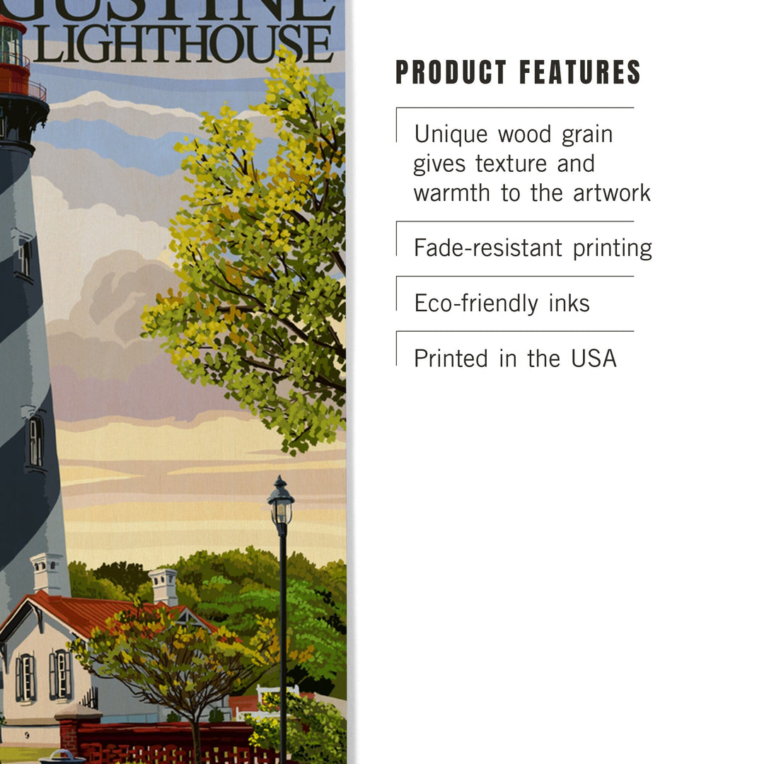 St. Augustine, Florida Lighthouse, Lantern Press Artwork, Wood Signs and Postcards Wood Lantern Press 