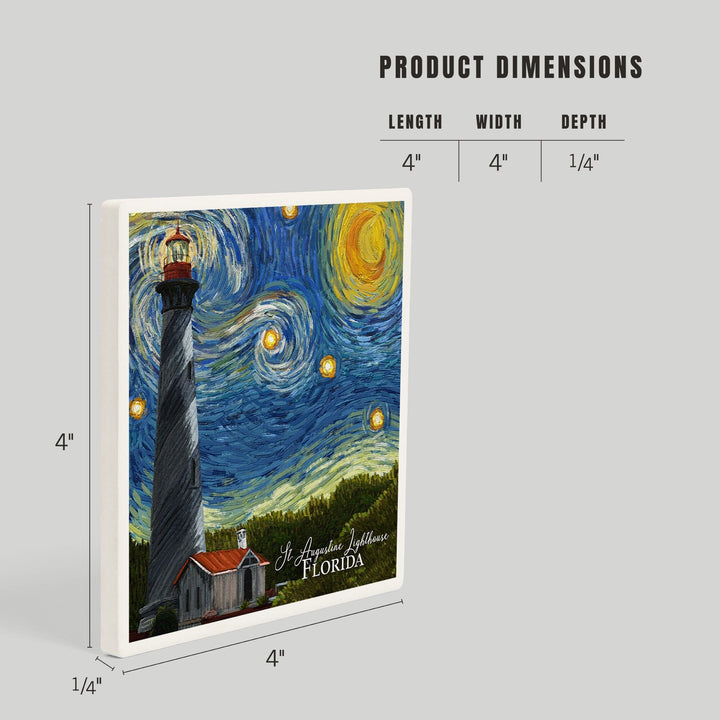 St. Augustine, Florida, Lighthouse, Starry Night, Coasters Coasters Lantern Press 
