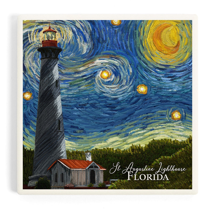 St. Augustine, Florida, Lighthouse, Starry Night, Coasters Coasters Lantern Press 