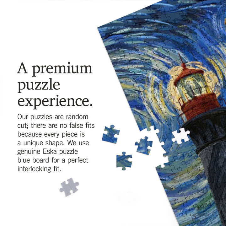 St. Augustine, Florida, Lighthouse, Starry Night, Jigsaw Puzzle Puzzle Lantern Press 