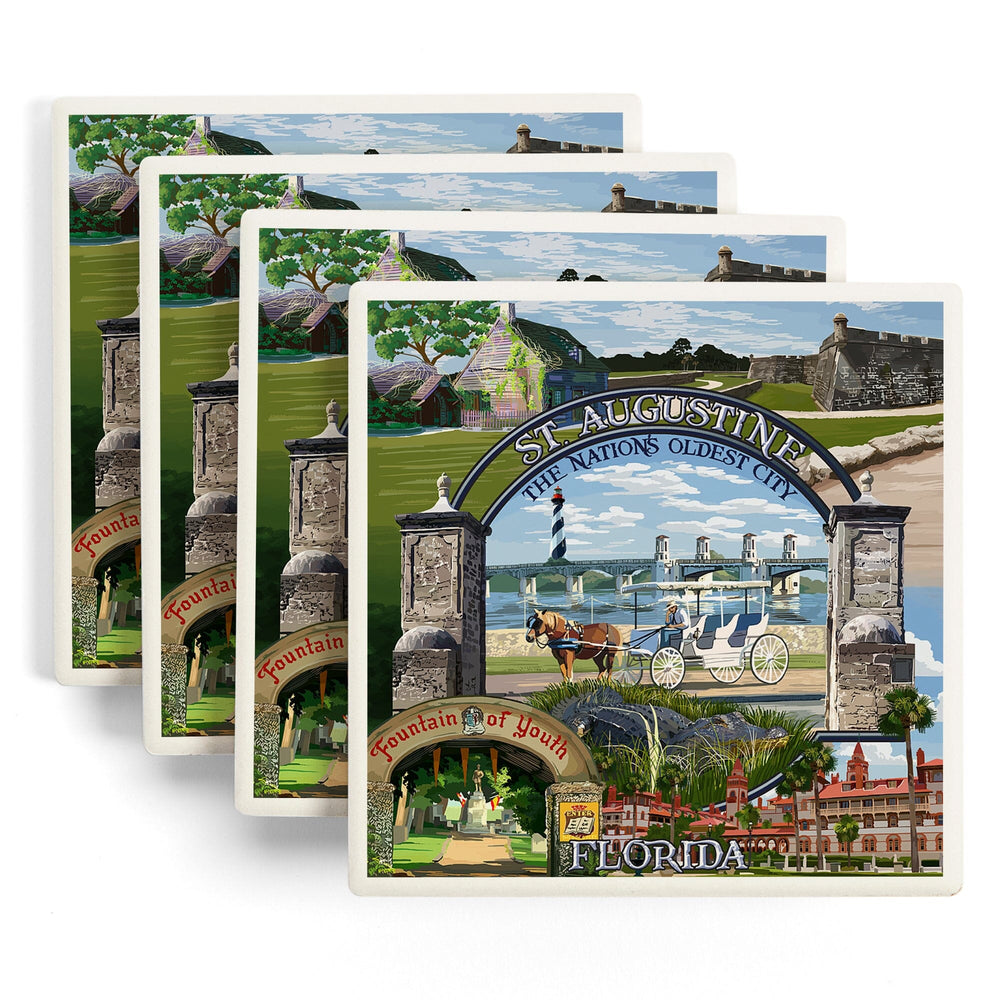 St. Augustine, Florida, Montage Scenes, Coasters Coasters Lantern Press 