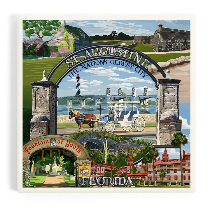 St. Augustine, Florida, Montage Scenes, Coasters Coasters Lantern Press 