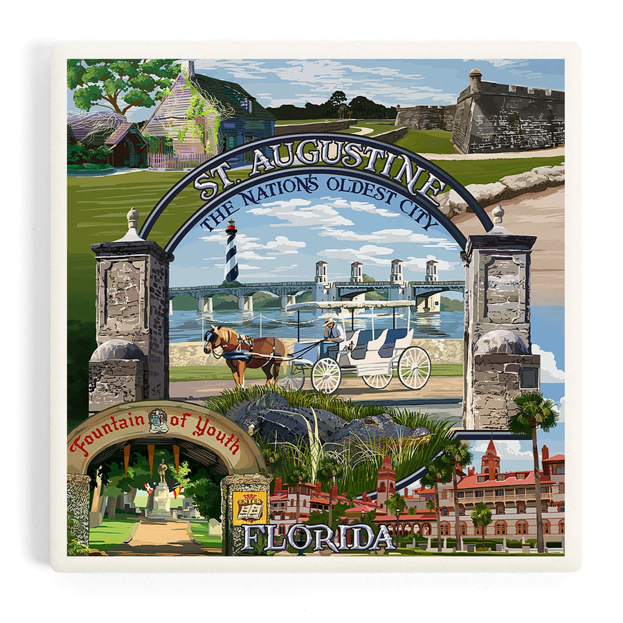 St. Augustine, Florida, Montage Scenes, Coasters Coasters Lantern Press 