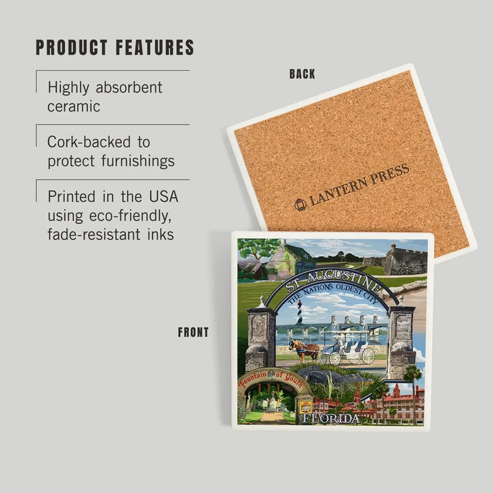 St. Augustine, Florida, Montage Scenes, Coasters Coasters Lantern Press 