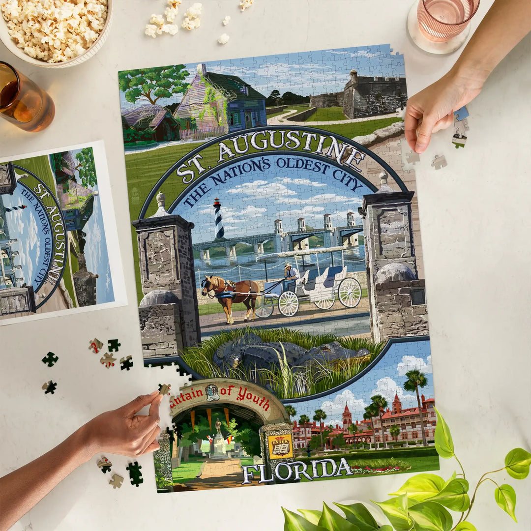 St. Augustine, Florida, Montage Scenes, Jigsaw Puzzle Puzzle Lantern Press 