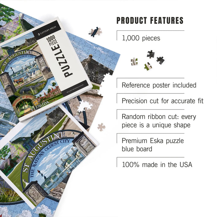 St. Augustine, Florida, Montage Scenes, Jigsaw Puzzle Puzzle Lantern Press 