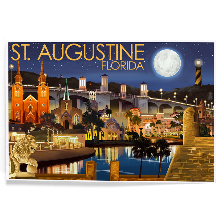 St. Augustine, Florida, Night Scene, Art & Giclee Prints Art Lantern Press 
