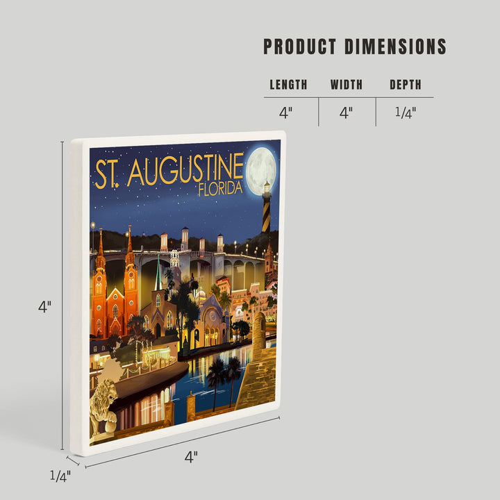 St. Augustine, Florida, Night Scene, Coasters Coasters Lantern Press 