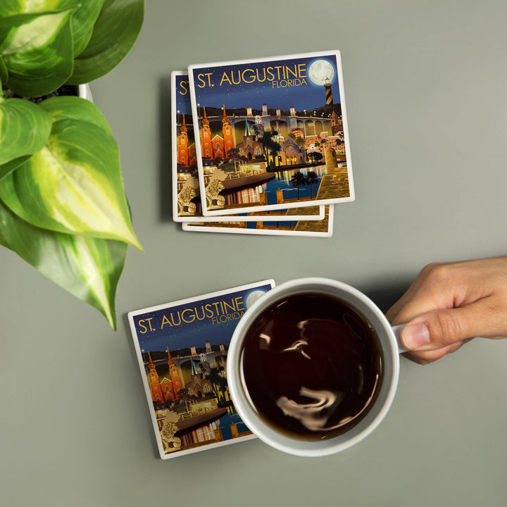 St. Augustine, Florida, Night Scene, Coasters Coasters Lantern Press 