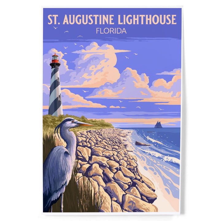 St. Augustine, Florida, Painterly, St. Augustine Lighthouse, Art & Giclee Prints Art Lantern Press 