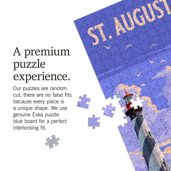 St. Augustine, Florida, Painterly, St. Augustine Lighthouse, Jigsaw Puzzle Puzzle Lantern Press 