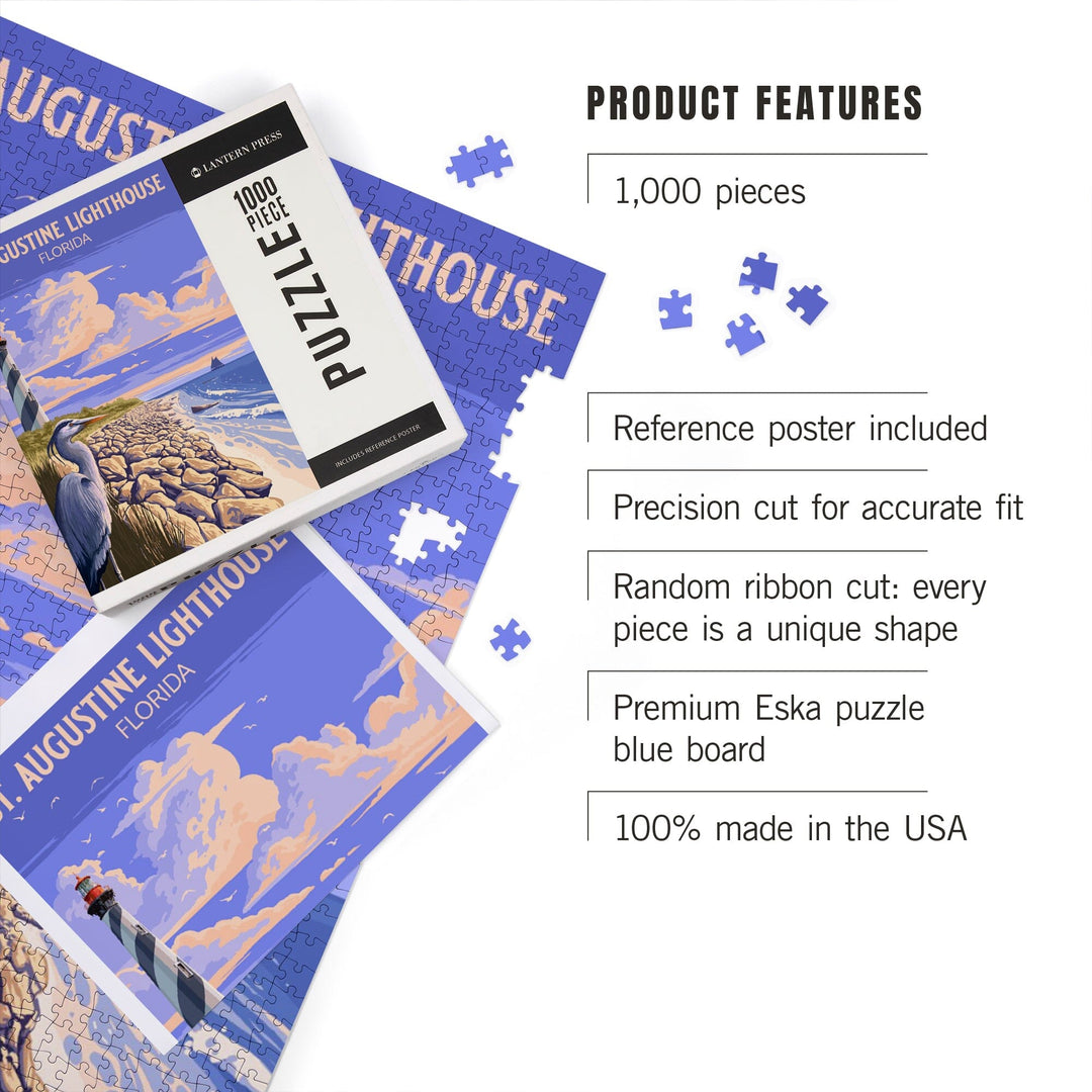St. Augustine, Florida, Painterly, St. Augustine Lighthouse, Jigsaw Puzzle Puzzle Lantern Press 