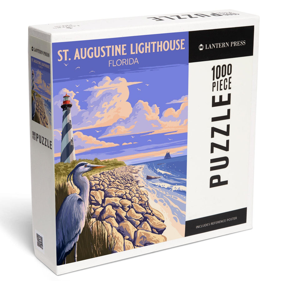 St. Augustine, Florida, Painterly, St. Augustine Lighthouse, Jigsaw Puzzle Puzzle Lantern Press 