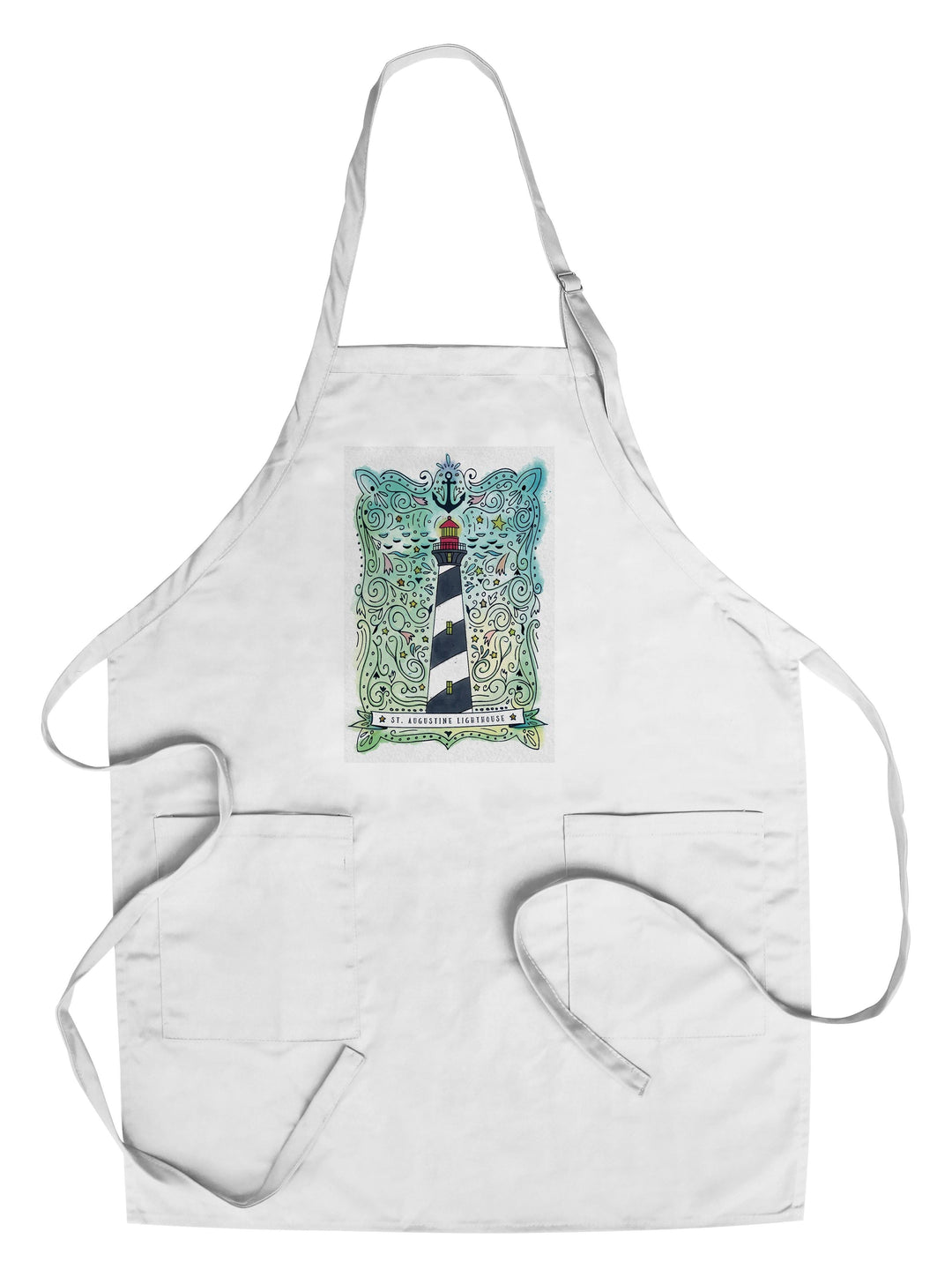St. Augustine, Florida, Watercolor, Nautical Lighthouse, Organic Cotton Kitchen Tea Towels Kitchen Lantern Press Cotton Towel 