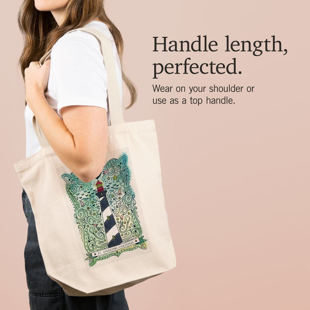 St. Augustine, Florida, Watercolor, Nautical Lighthouse, Tote Bag Totes Lantern Press 