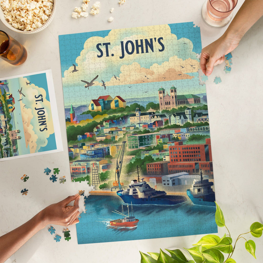 St. John's, Newfoundland and Labrador, Lithograph City Series, Jigsaw Puzzle Puzzle Lantern Press 