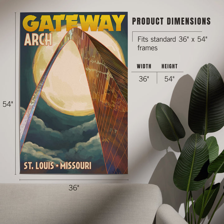 St. Louis, Missouri, Gateway Arch and Moon, Art & Giclee Prints Art Lantern Press 