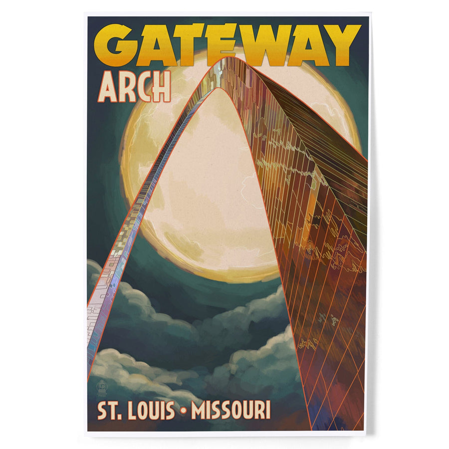 St. Louis, Missouri, Gateway Arch and Moon, Art & Giclee Prints Art Lantern Press 