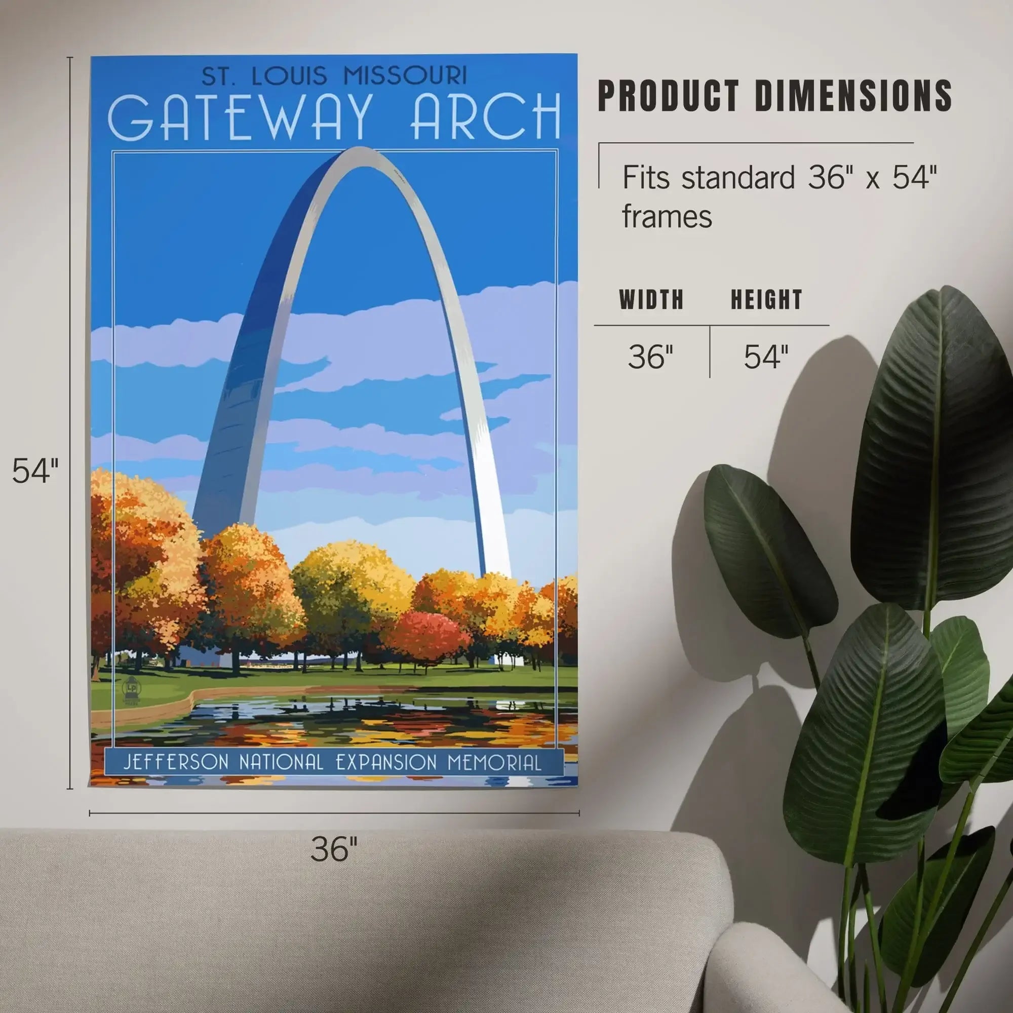St. Louis, Missouri, Gateway Arch in Fall art prints, metal signs