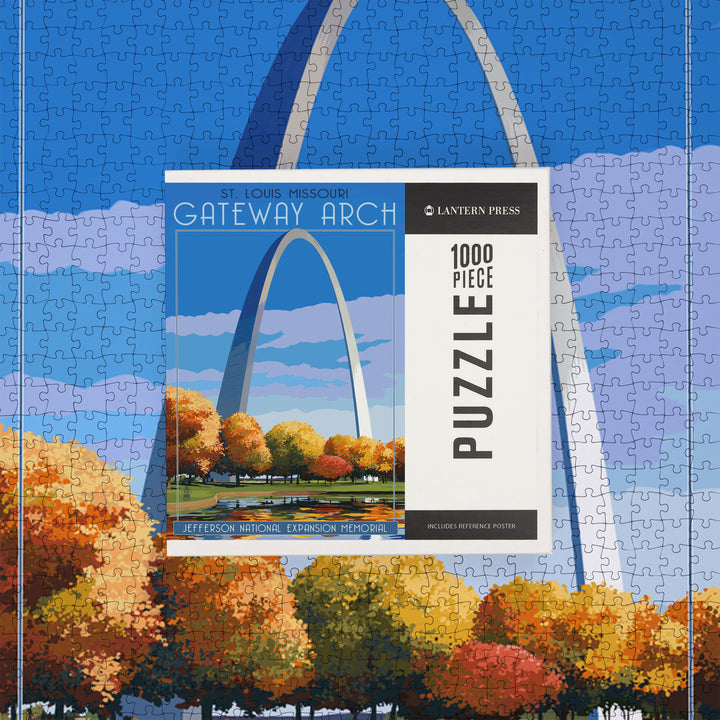 St. Louis, Missouri, Gateway Arch in Fall, Jigsaw Puzzle Puzzle Lantern Press 