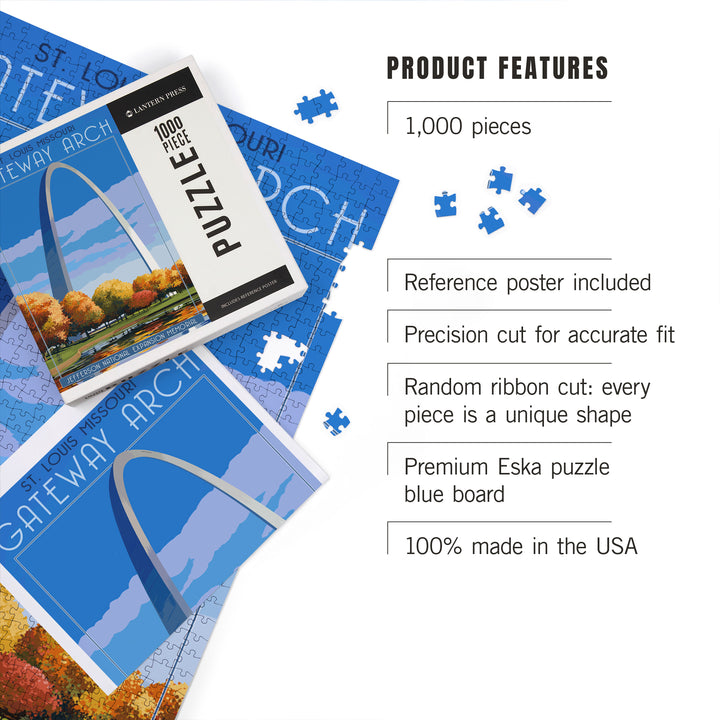 St. Louis, Missouri, Gateway Arch in Fall, Jigsaw Puzzle Puzzle Lantern Press 