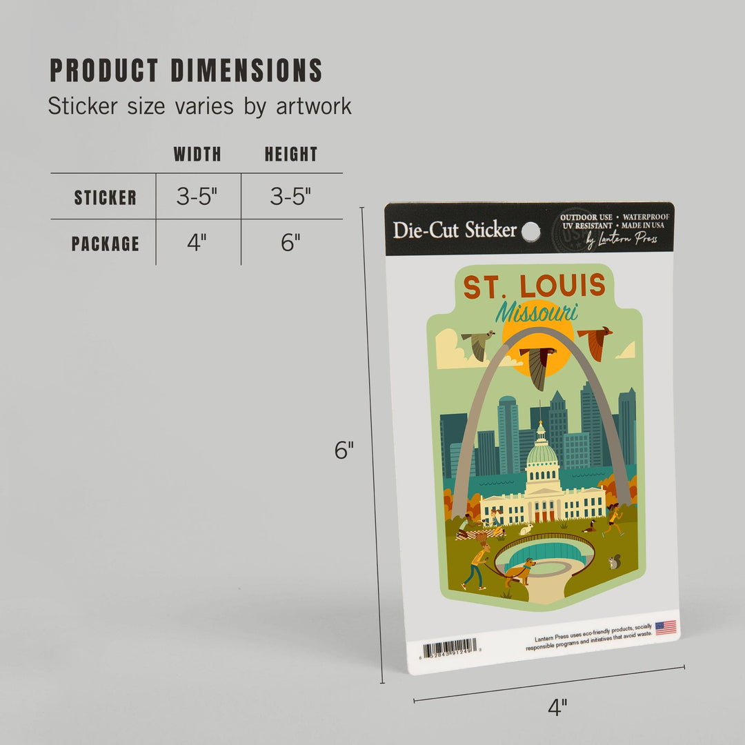 St. Louis, Missouri, Geometric National Park Series, Contour, Vinyl Sticker Sticker Lantern Press 