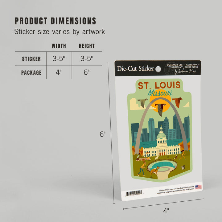 St. Louis, Missouri, Geometric National Park Series, Contour, Vinyl Sticker Sticker Lantern Press 