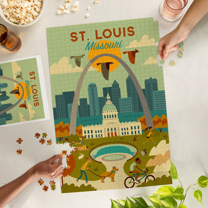 St. Louis, Missouri, Geometric National Park Series, Jigsaw Puzzle Puzzle Lantern Press 