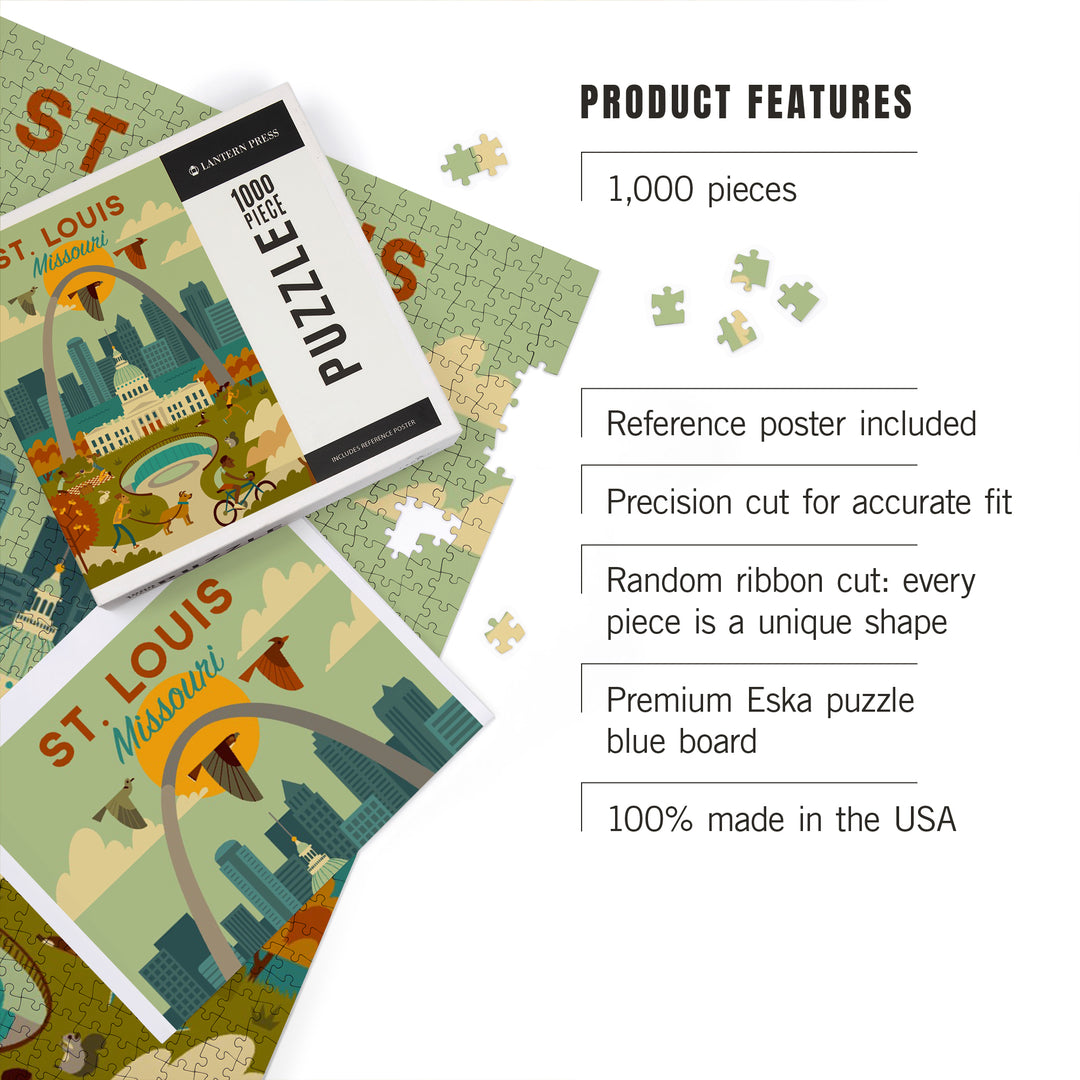 St. Louis, Missouri, Geometric National Park Series, Jigsaw Puzzle Puzzle Lantern Press 