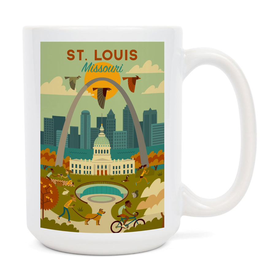 St. Louis, Missouri, Geometric National Park Series, Lantern Press Artwork, Ceramic Mug Mugs Lantern Press 