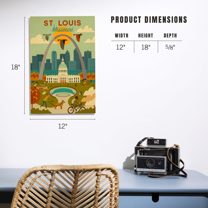 St. Louis, Missouri, Geometric National Park Series, Lantern Press Artwork, Wood Signs and Postcards Wood Lantern Press 