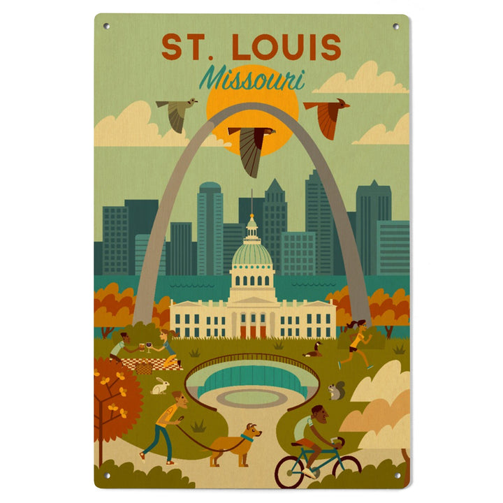 St. Louis, Missouri, Geometric National Park Series, Lantern Press Artwork, Wood Signs and Postcards Wood Lantern Press 