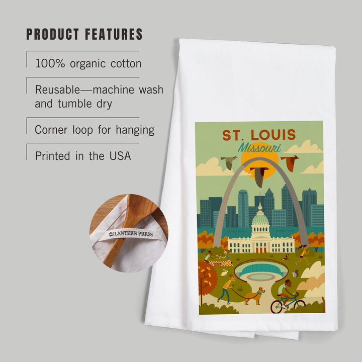 St. Louis, Missouri, Geometric National Park Series, Organic Cotton Kitchen Tea Towels Kitchen Lantern Press 
