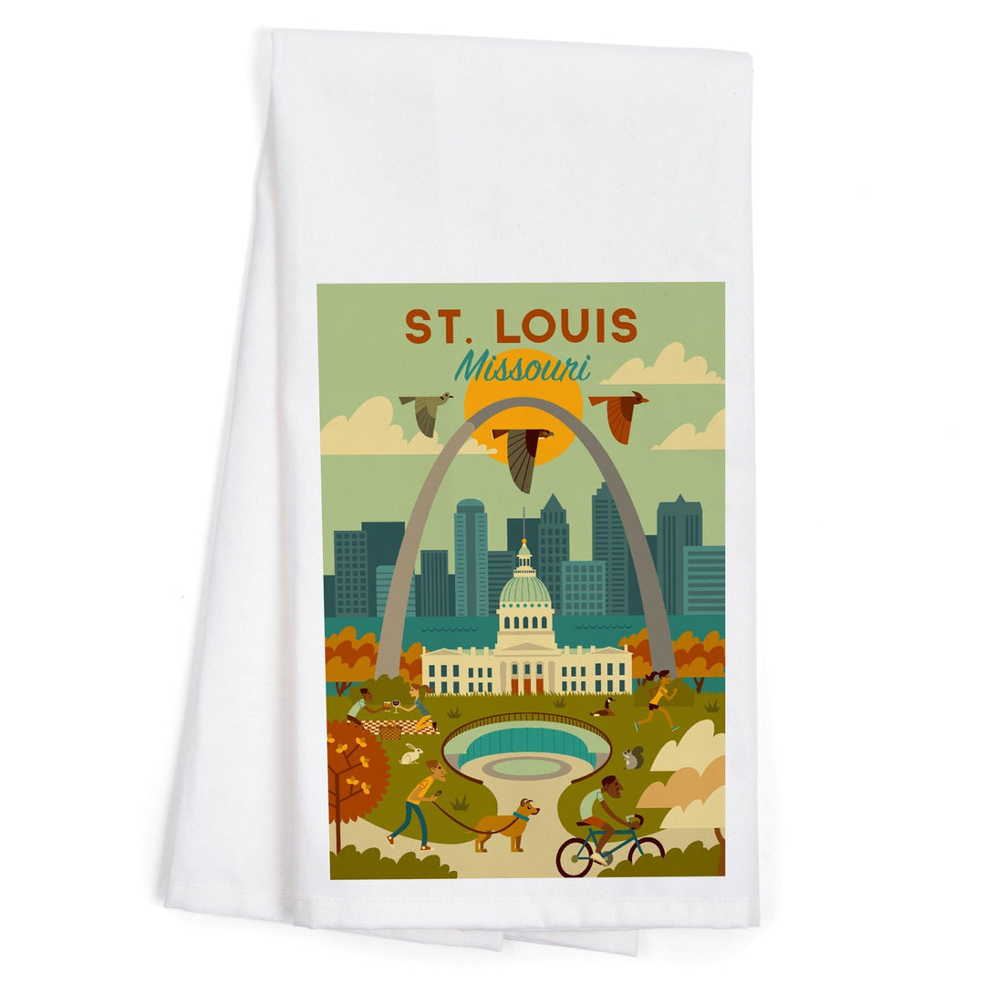 St. Louis, Missouri, Geometric National Park Series, Organic Cotton Kitchen Tea Towels Kitchen Lantern Press 