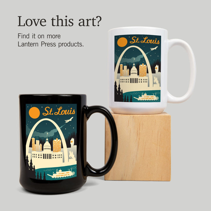 St. Louis, Missouri, Retro Skyline, Ceramic Mug Mugs Lantern Press 