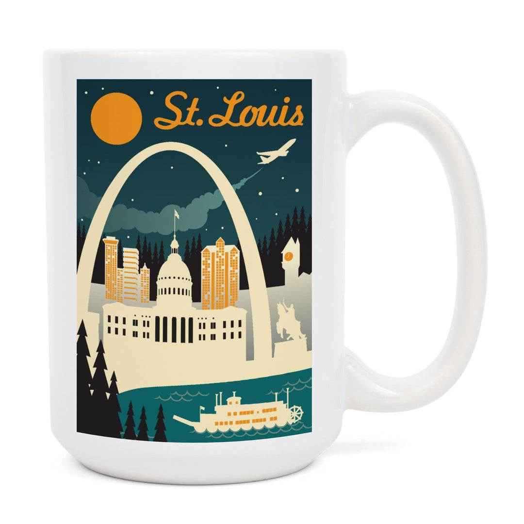 St. Louis, Missouri, Retro Skyline, Ceramic Mug Mugs Lantern Press 