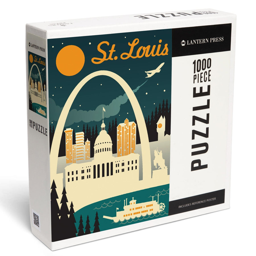 St. Louis, Missouri, Retro Skyline, Jigsaw Puzzle Puzzle Lantern Press 