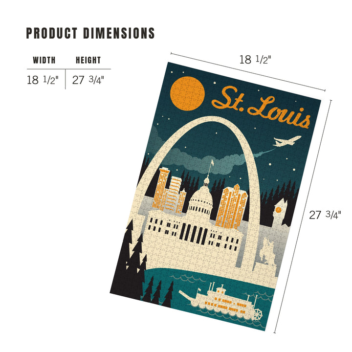 St. Louis, Missouri, Retro Skyline, Jigsaw Puzzle Puzzle Lantern Press 