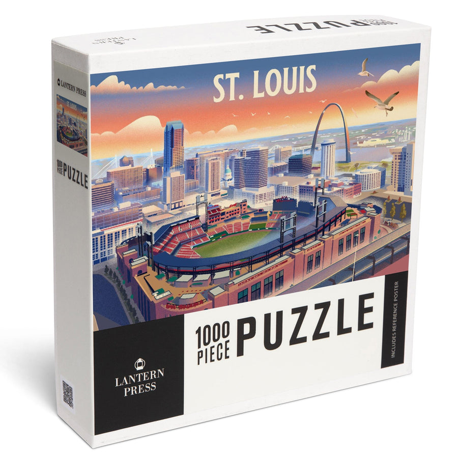 St. Louis, Missouri, Skyline With Stadium, Lithograph, Jigsaw Puzzle Puzzle Lantern Press 