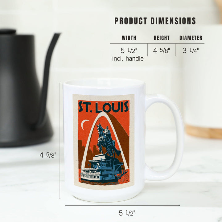 St. Louis, Missouri, Woodblock, Ceramic Mug Mugs Lantern Press 