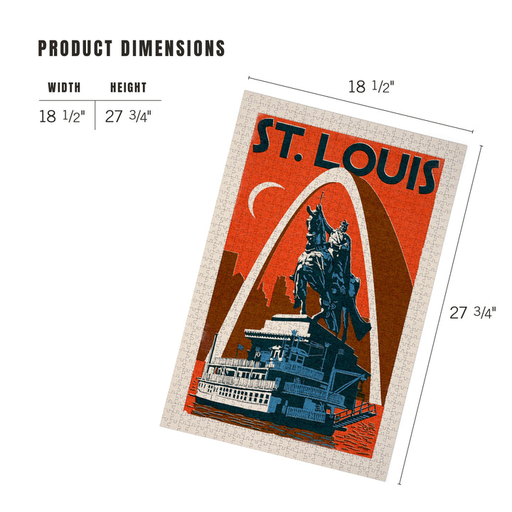 St. Louis, Missouri, Woodblock, Jigsaw Puzzle Puzzle Lantern Press 