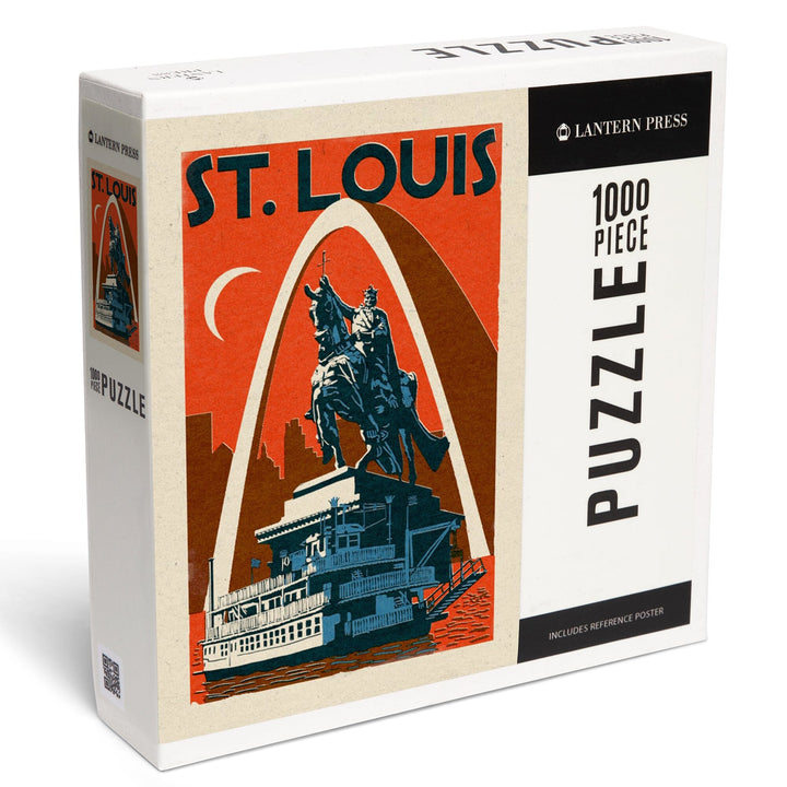 St. Louis, Missouri, Woodblock, Jigsaw Puzzle Puzzle Lantern Press 