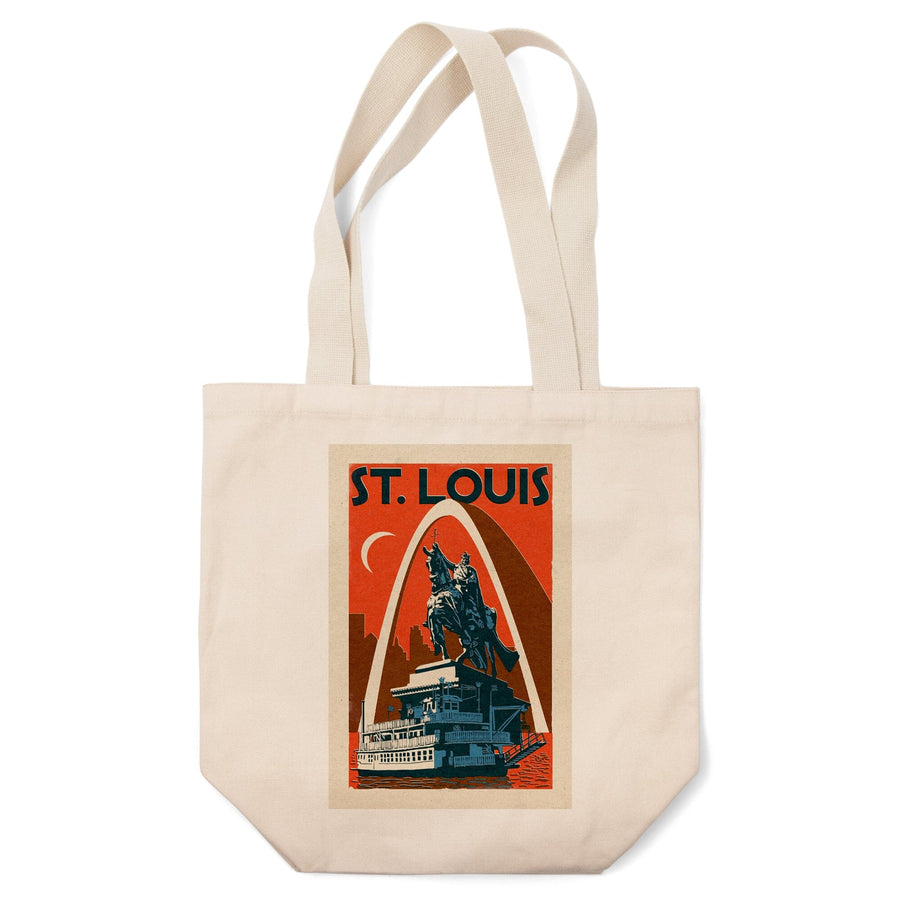 St. Louis, Missouri, Woodblock, Lantern Press Artwork, Tote Bag Totes Lantern Press 