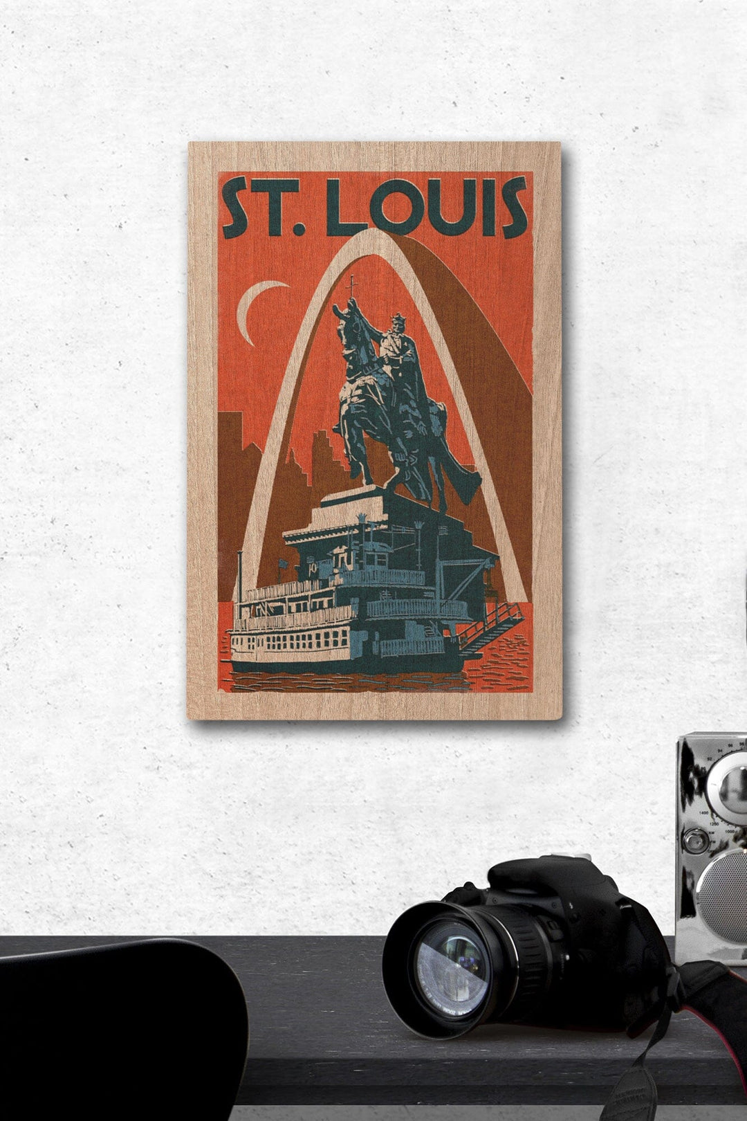 St. Louis, Missouri, Woodblock, Lantern Press Artwork, Wood Signs and Postcards Wood Lantern Press 12 x 18 Wood Gallery Print 