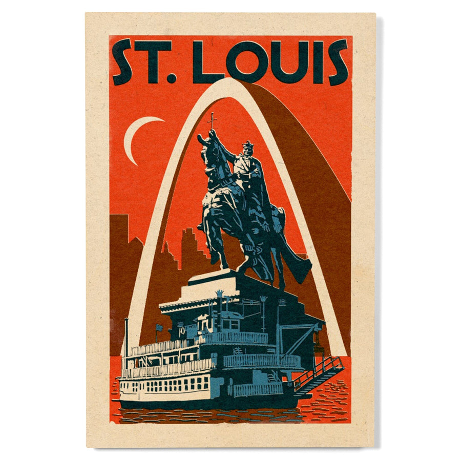St. Louis, Missouri, Woodblock, Lantern Press Artwork, Wood Signs and Postcards Wood Lantern Press 
