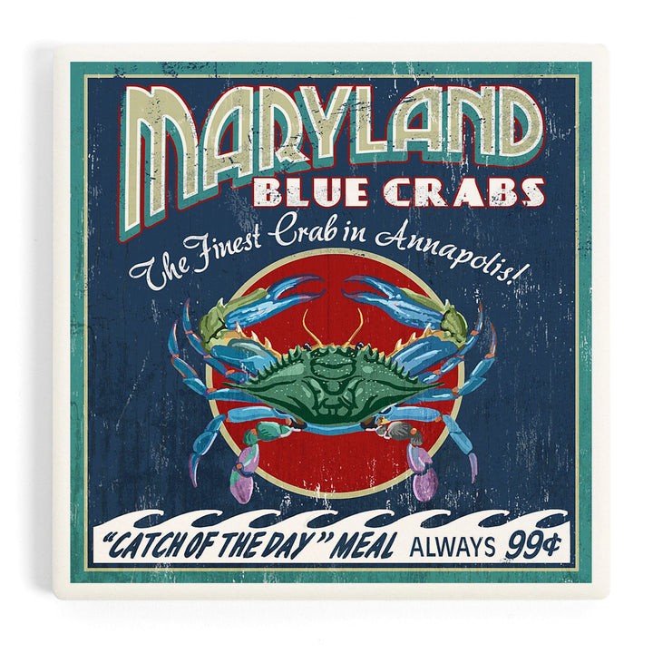 St. Michaels, Maryland, Blue Crabs Vintage Sign, Coasters Coasters Lantern Press 