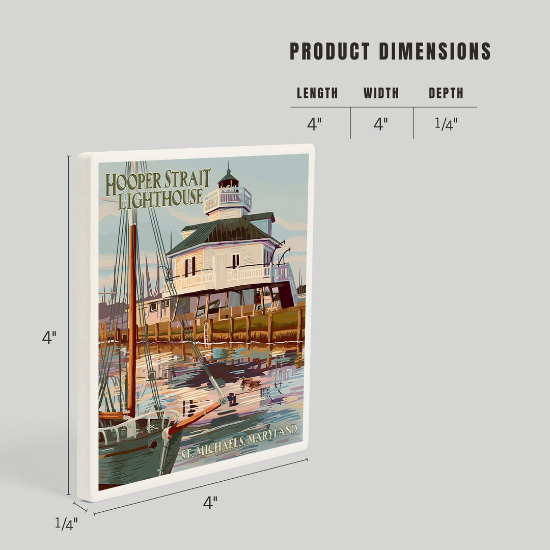 St. Michaels, Maryland, Hooper Strait Lighthouse (Colorized), Coasters Coasters Lantern Press 