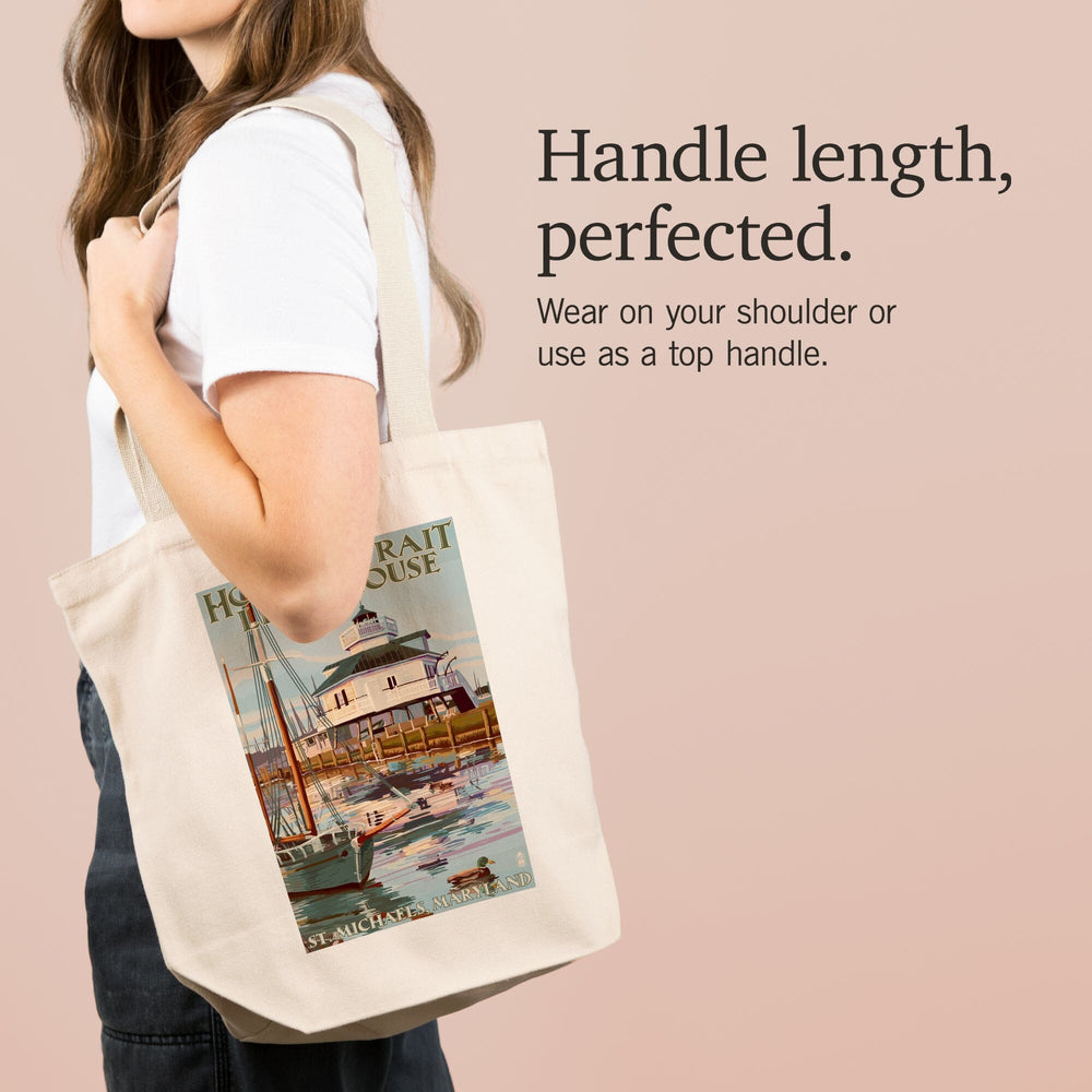 St. Michaels, Maryland, Hooper Strait Lighthouse (Colorized), Tote Bag Totes Lantern Press 