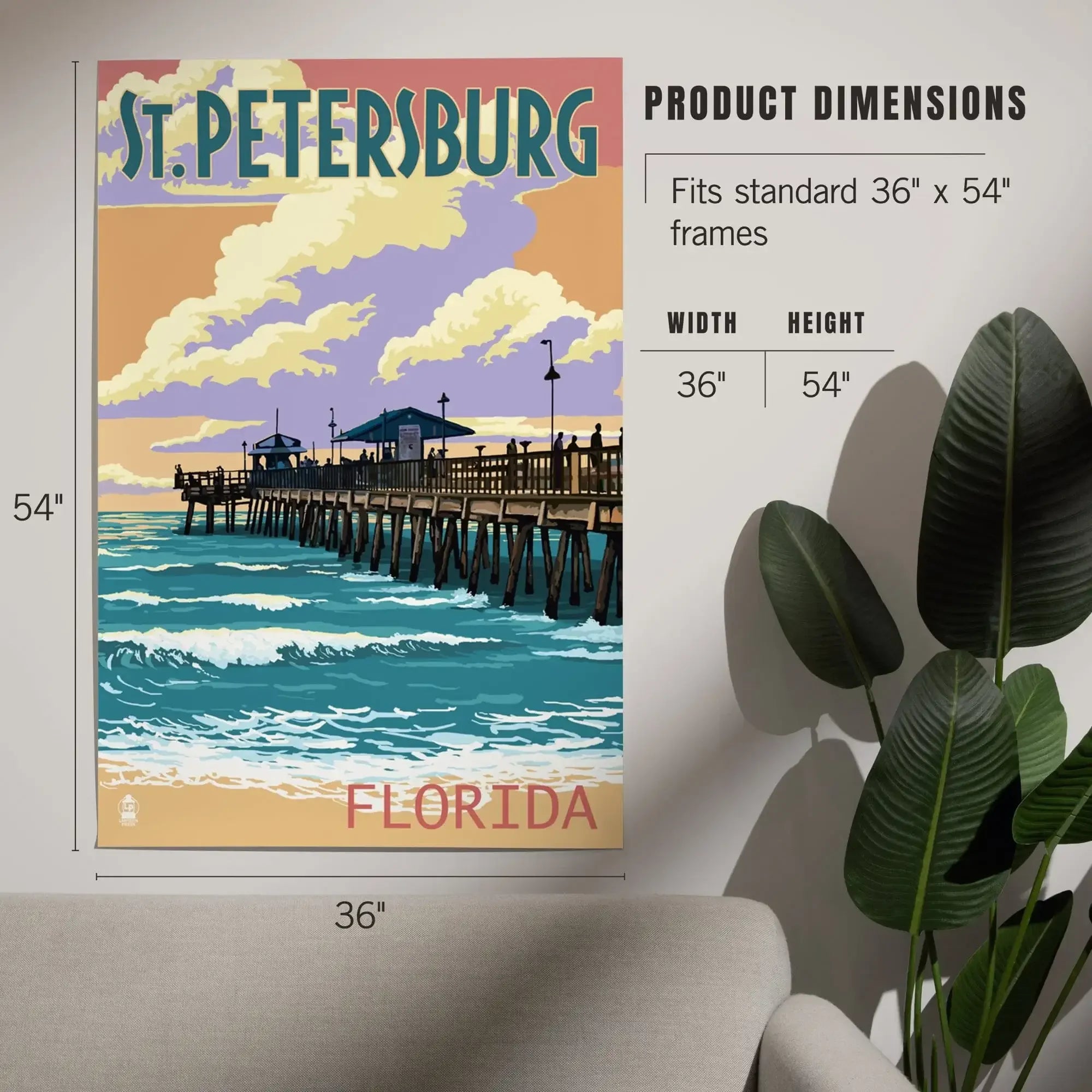 St Petersburg, Florida, Pier and Sunset art prints, metal signs